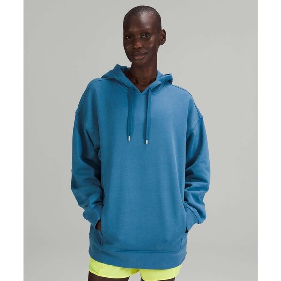Lululemon Hoodie Blue Perfectly Oversized Sweatshirt Soft Denim Terry Womens 6 - Picture 1 of 8